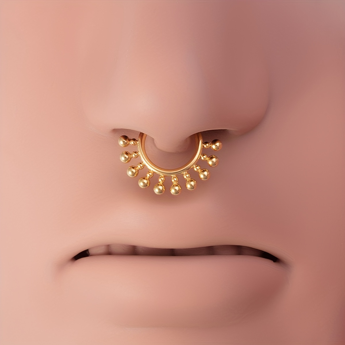 Silvery Golden Septum Nose Ring Clicker Hoop Stainless Steel - Temu