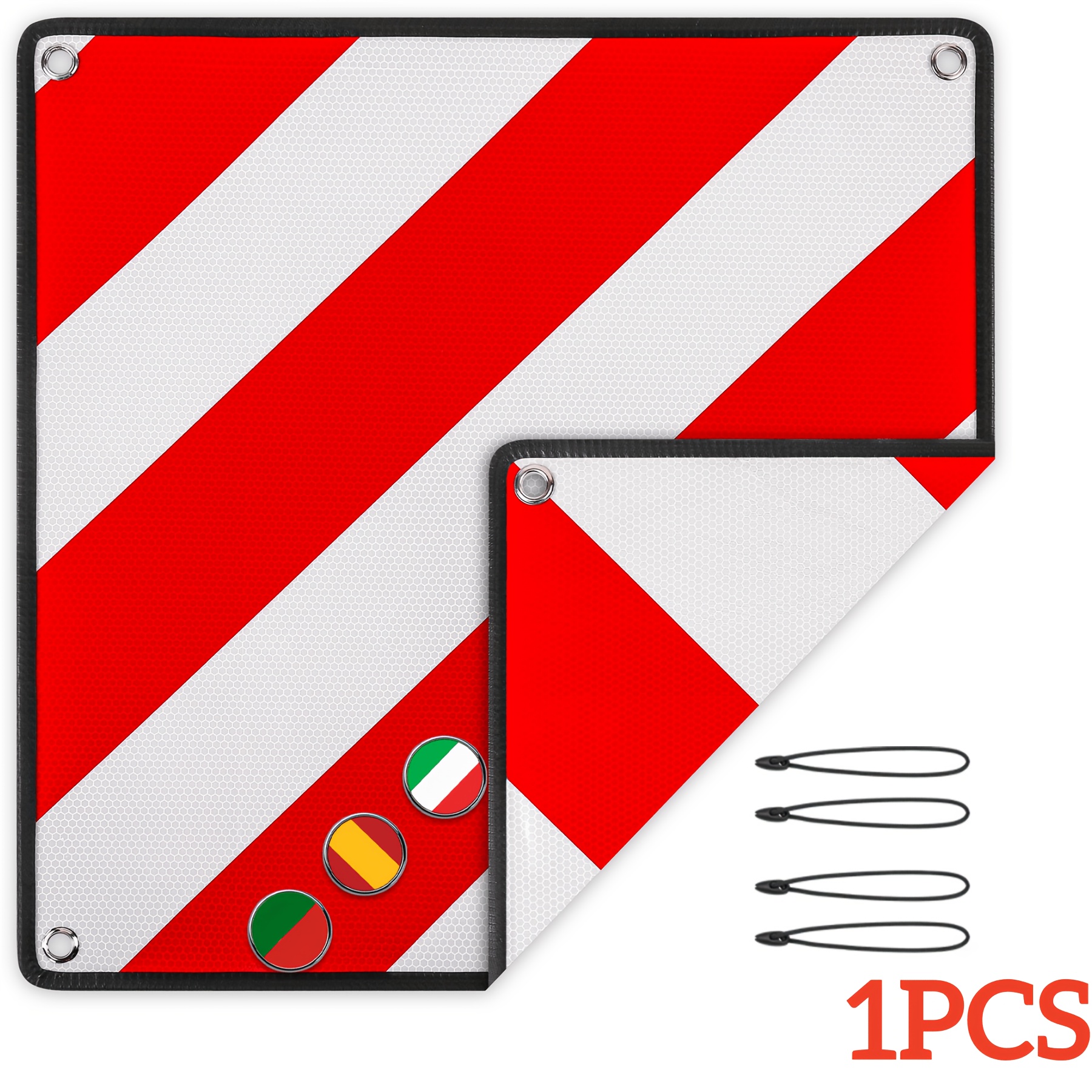 Image of 1pc/2pcs Reflective Pvc Warning Sign, Double-sided Warning Sign For Italy And Spain, With 4 Drawstrings, Suitable For Rear Supports, Bicycle Racks, And Campers.
