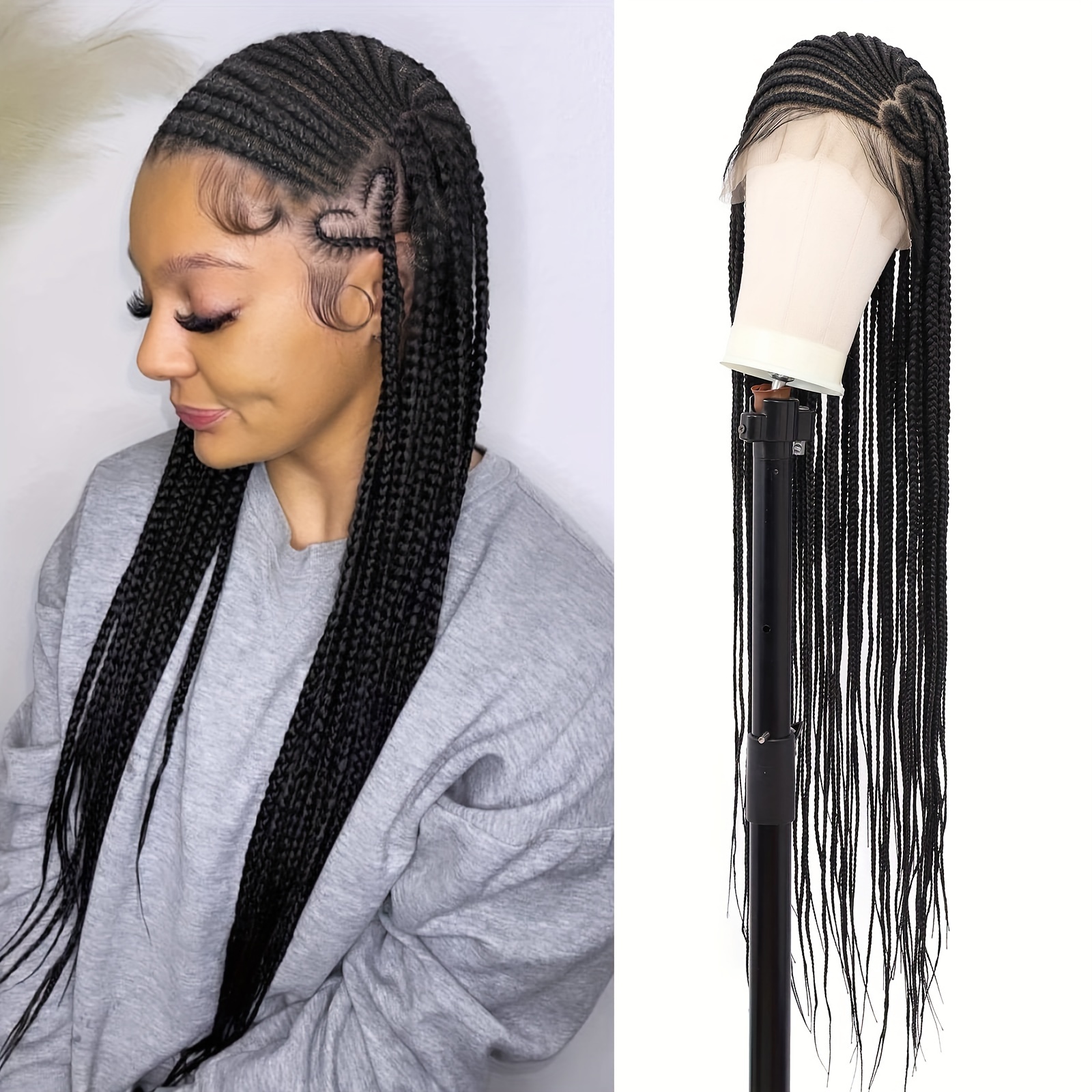 Short bob Braided Wig braid wig braided lace front wig short braided wigs  for black women knotless braids cornrow wig micro braids wig