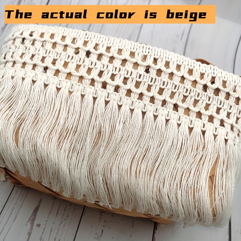 Image of 5 Yards Ivory Knot Tassel Trim With Floral Edging – Elegant Fringe For Sofa Curtains, Home Decor, Sewing Crafts & Diy Projects, Tassels For Crafts