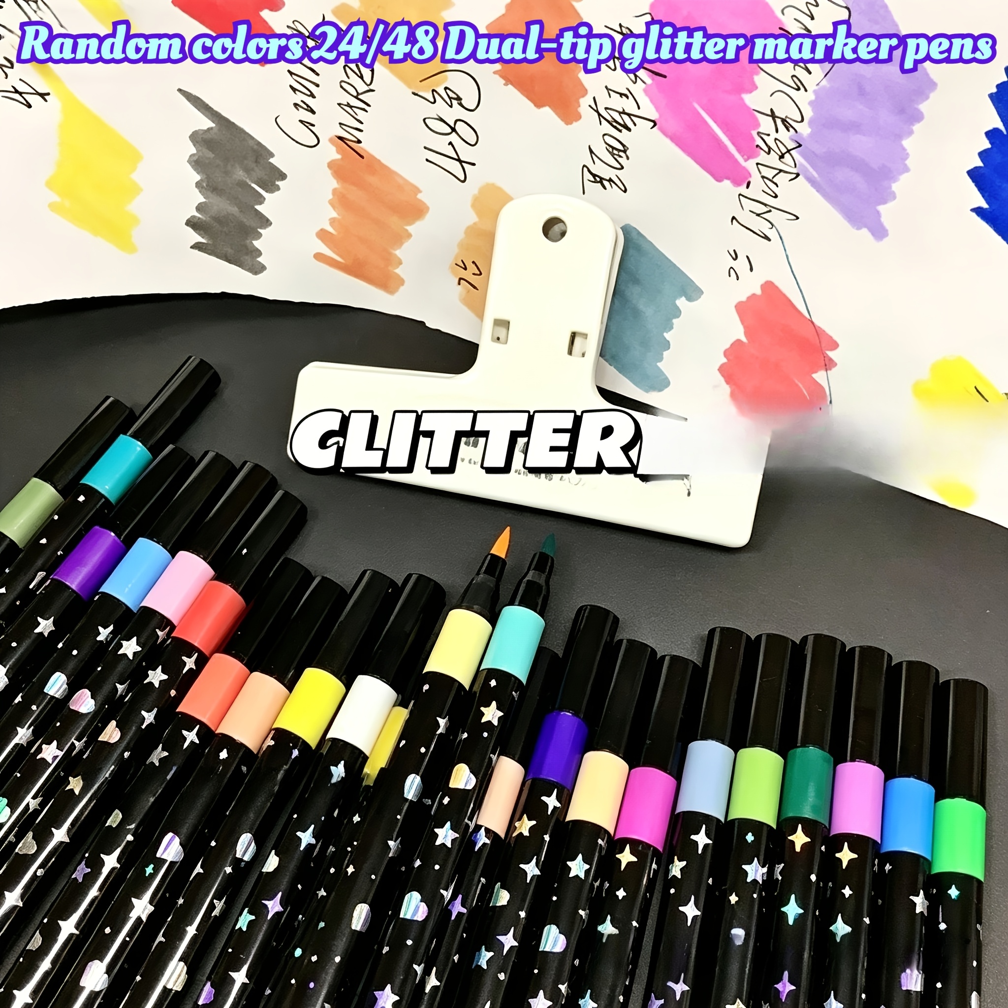 48/24-Color Dual-Head Glitter Pens for Scrapbooking & Journaling