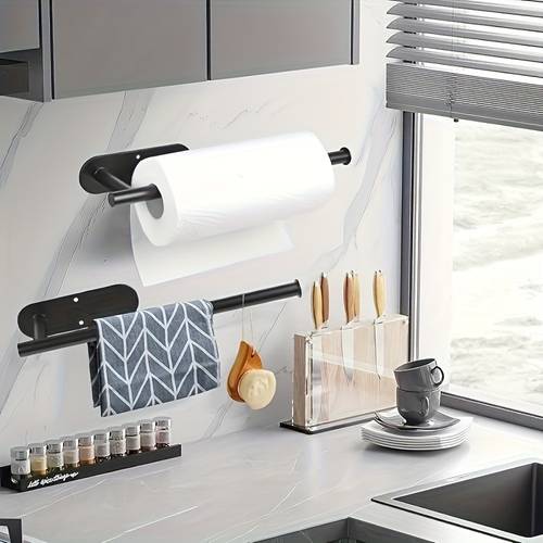 2 packs of punch free paper towel holders strong waterproof and moisture proof storage racks for bathroom and kitchen reusable paper towel box holders for home storage
