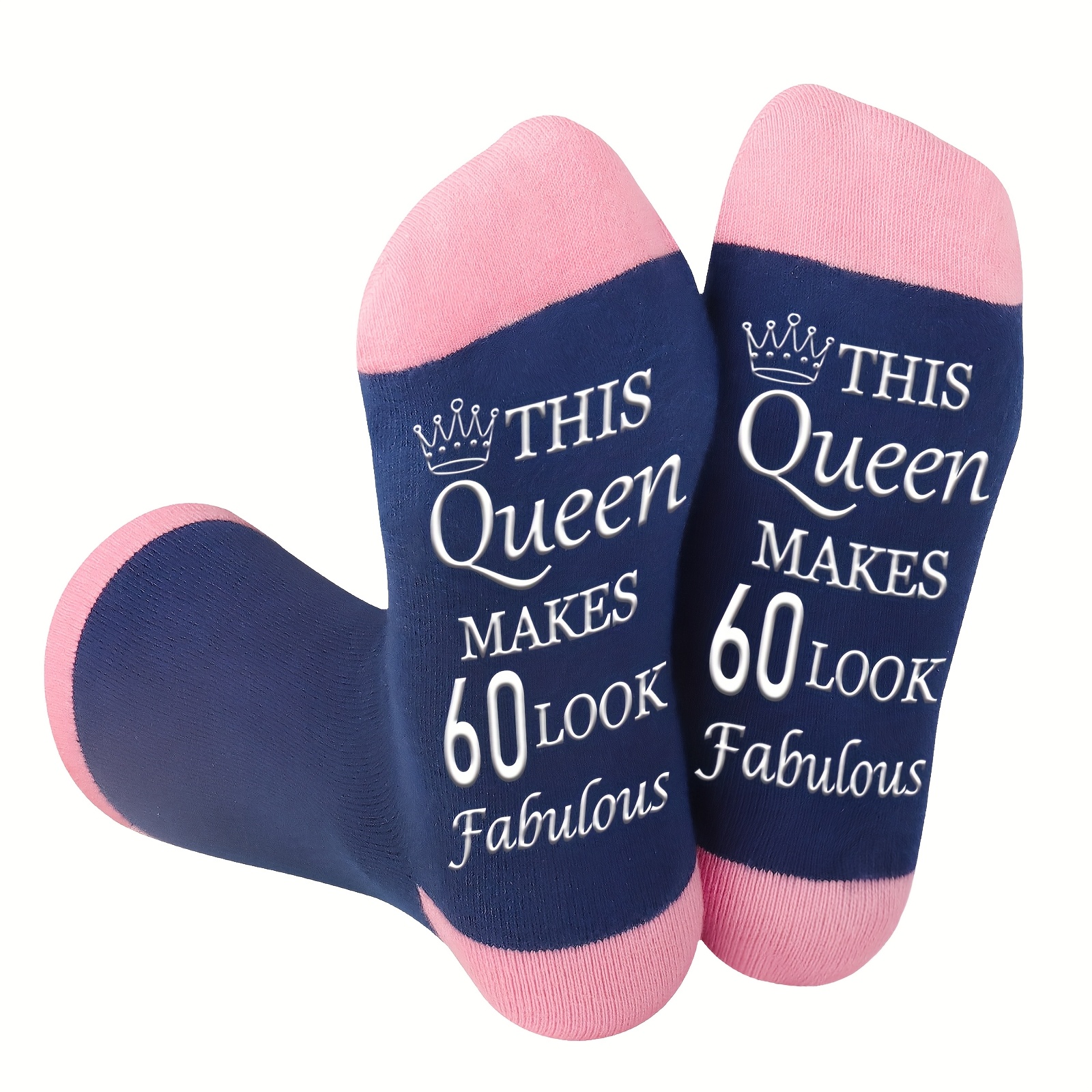 TEMU 1 Pair Of Socks With "this Queen Makes 60 Look Fabulous" - 60th Birthday Gifts For Women, Spring And Summer Mid-calf Socks, 60th Birthday Gifts