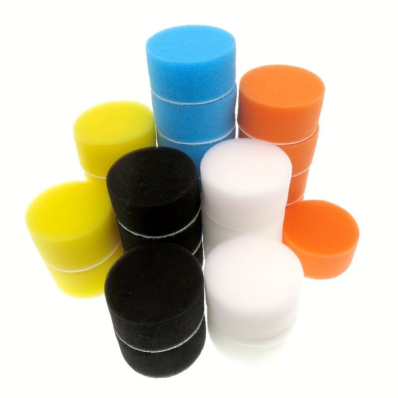 25pcs Set 2 Inch Polishing Pad Sponge Mini Detailing Buffing Pads Hook And Loop Waxing Backing Plate For Car Polisher