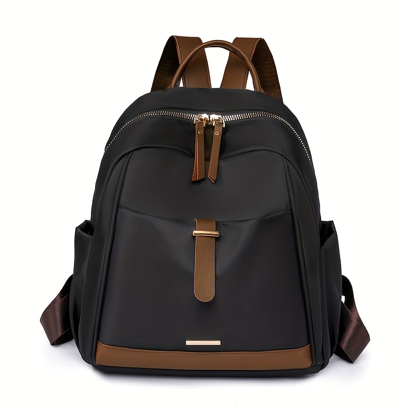 TEMU Women's Contrast Color Large Capacity Backpack Casual Student Bag Minimalist Storage Travel Backpack