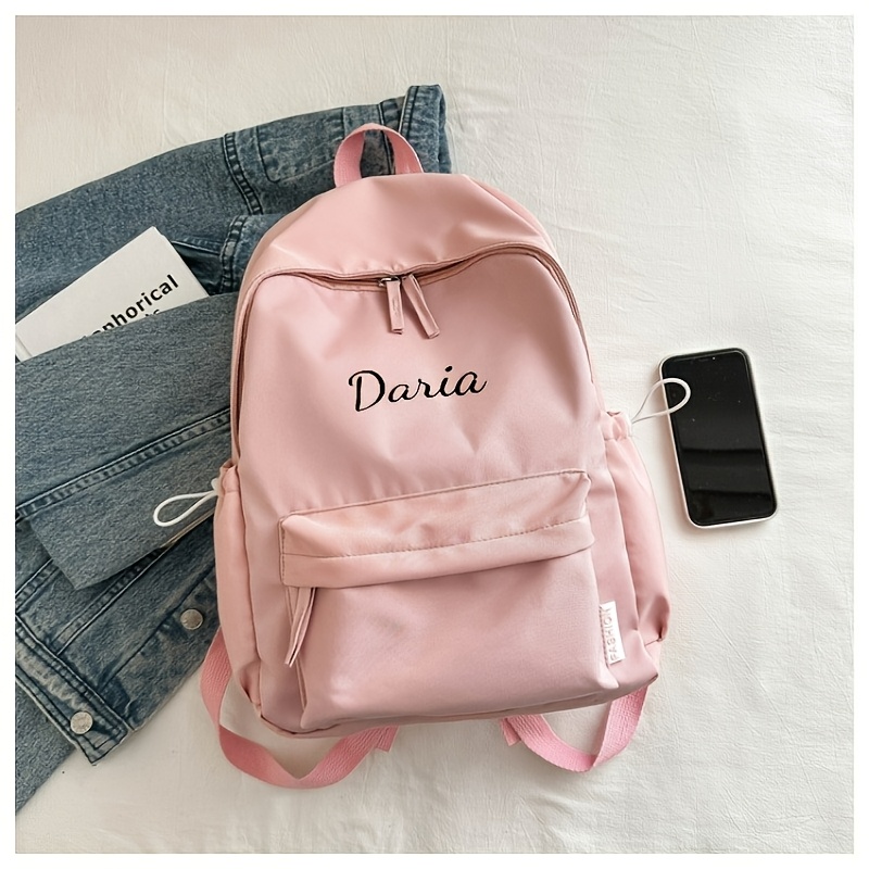 TEMU 1pc Custom Personalized Large Capacity Backpack - Embroiderable And Text, Embroidered Design, Adjustable Straps, Zipper Closure And Multiple