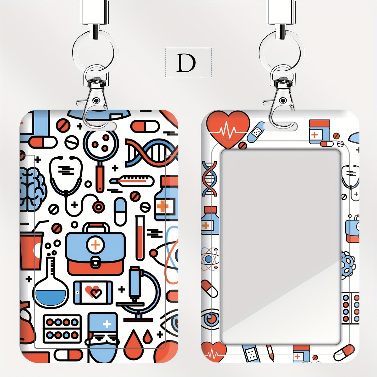 TEMU Porte-cartes 2D pour médecins et infirmières dans un médical, adapté aux cartes de bus et aux cartes d'identité étudiantes, complet avec une