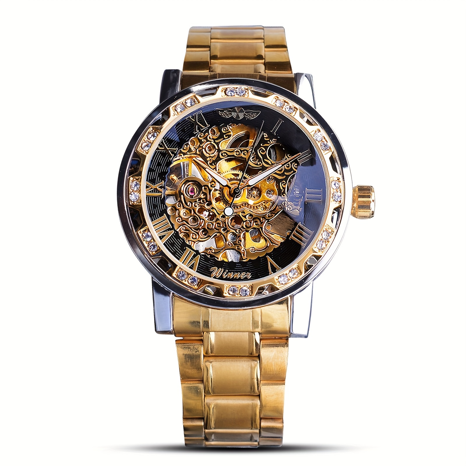 

Men's Mechanical Watch, Luxury Stainless Steel Diamond Mechanical, Waterproof, Luminous, For Casual Fashion & Gift