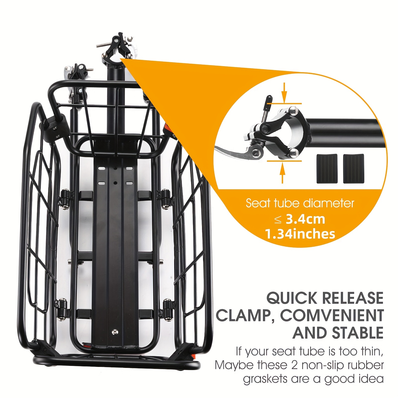 1pc bicycle rear carrier basket quick release mtb trunk rack for travel luggage details 2