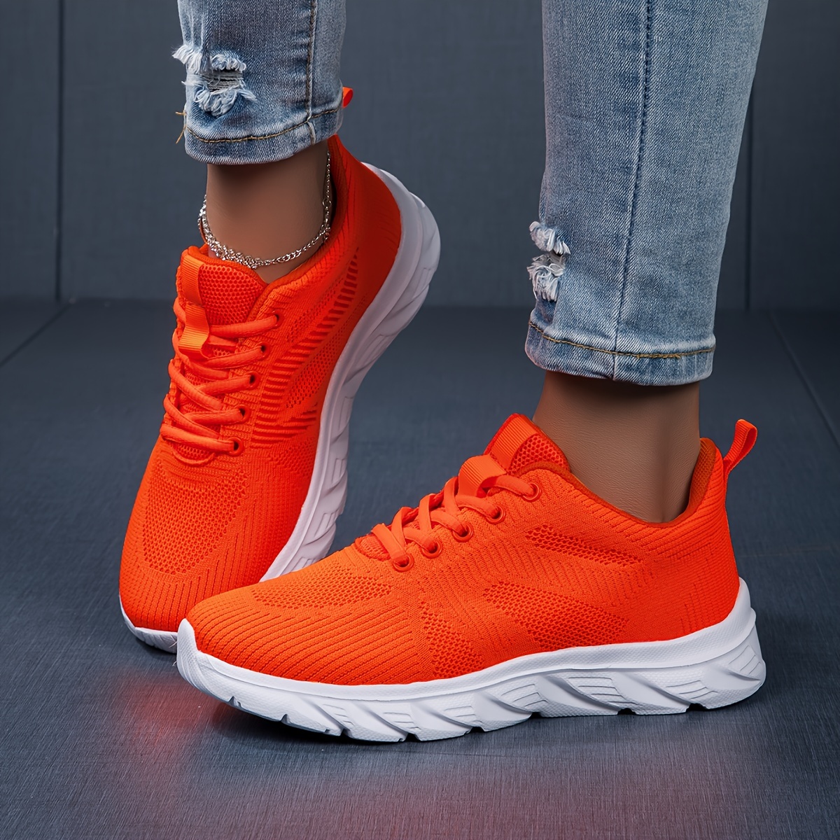 Women's Breathable Sneakers, Lightweight Lace-Up Casual Sports Shoes,  Comfortable Walking Footwear, Couples Matching Running Shoes