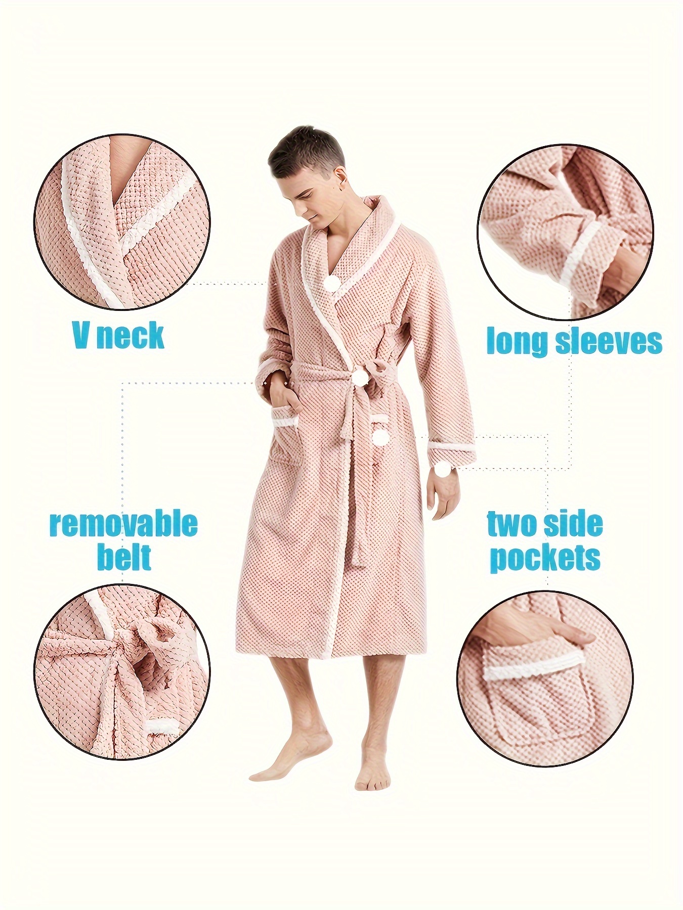 Unisex Flannel Robes Soft And Versatile Bathrobes, For Mens And