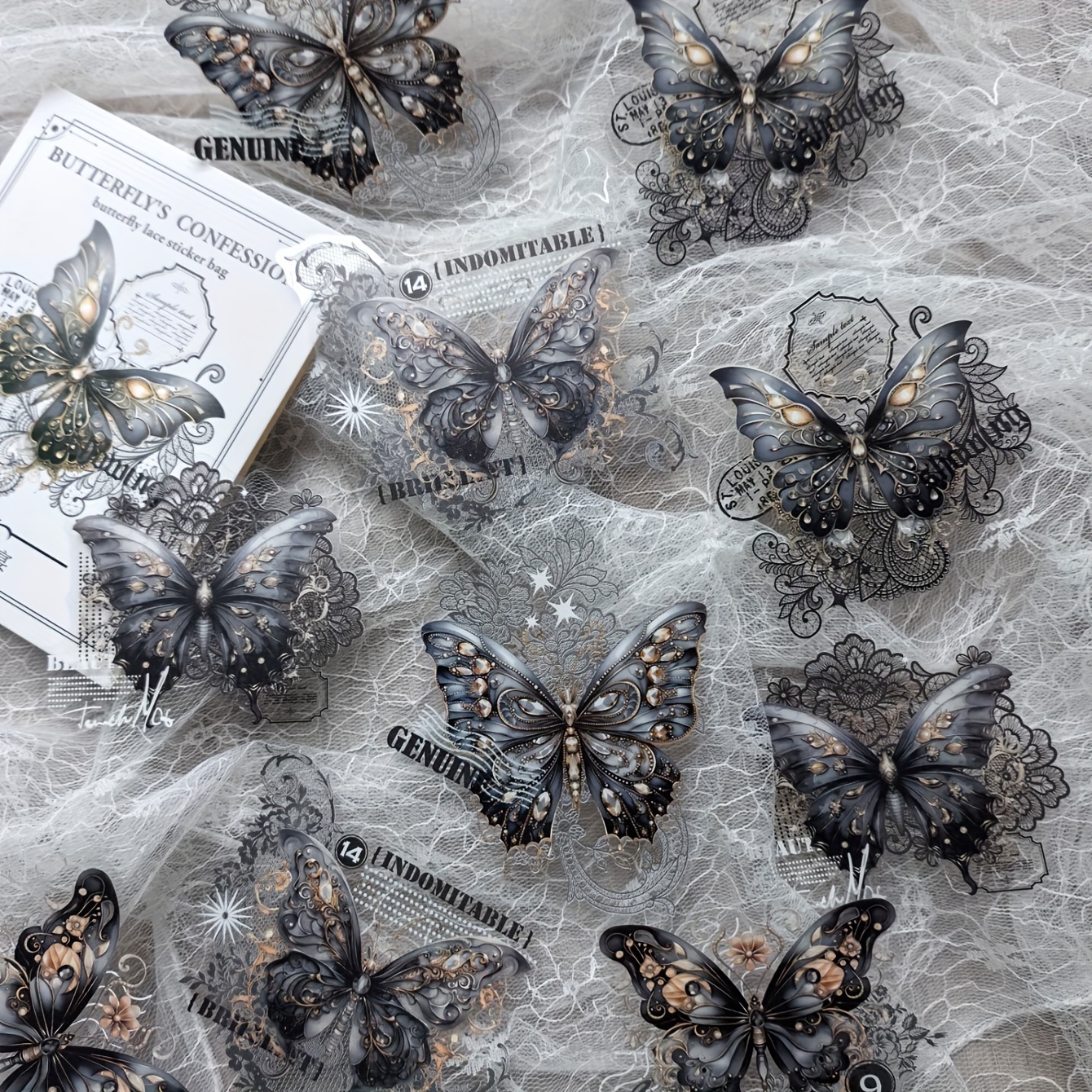 1 Pack Of 10 Sheets Lace Collage Pet Stickers Decoration Scrapbooking Vintage Material Sticker Pack