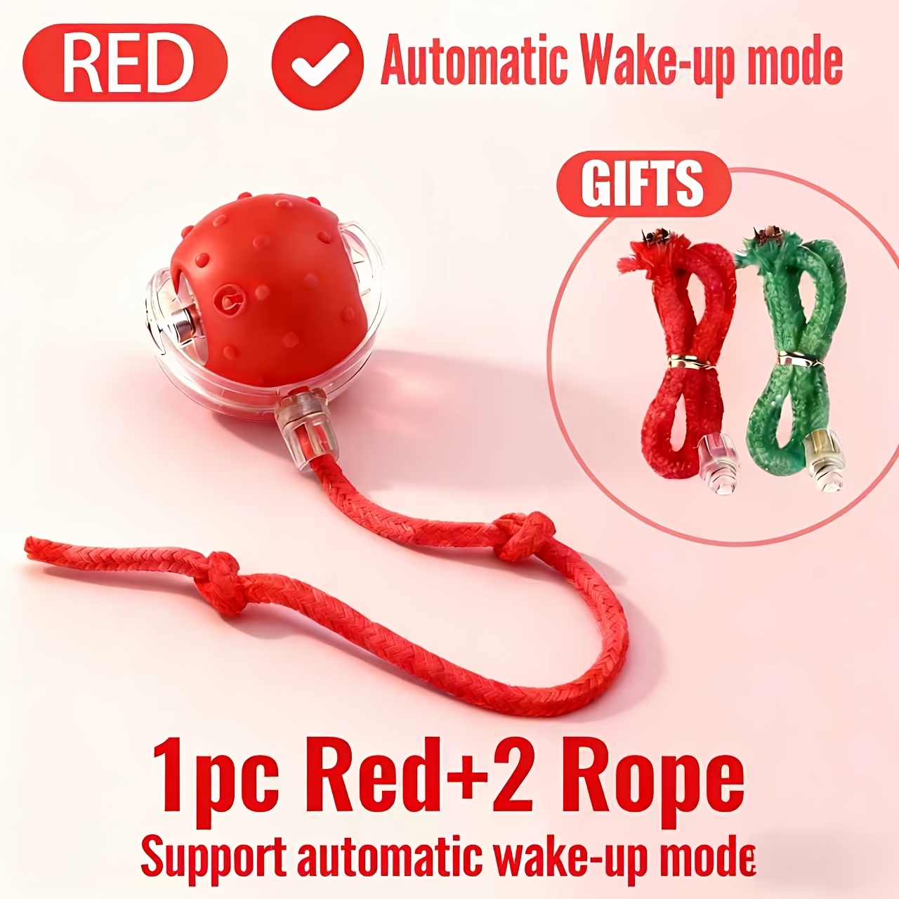 TEMU Balle Jouet Électrique Intelligente pour Chat avec 2 Cordes - 1pc Rouge | 1pc Vert | 2pcs | Jouet Interactif Roulant Automatique pour Animaux de