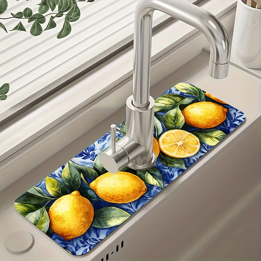 cut lemon print diatomaceous earth cutlery drying mat Temu Bahrain
