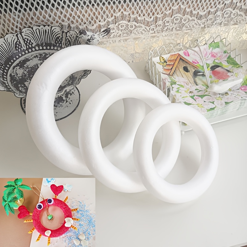 

1pc White Foam Wreaths 6"/8"/10" - Ideal For Diy Wedding, Christmas & Valentine's Day Crafts | & Easy-to-use For Art Projects