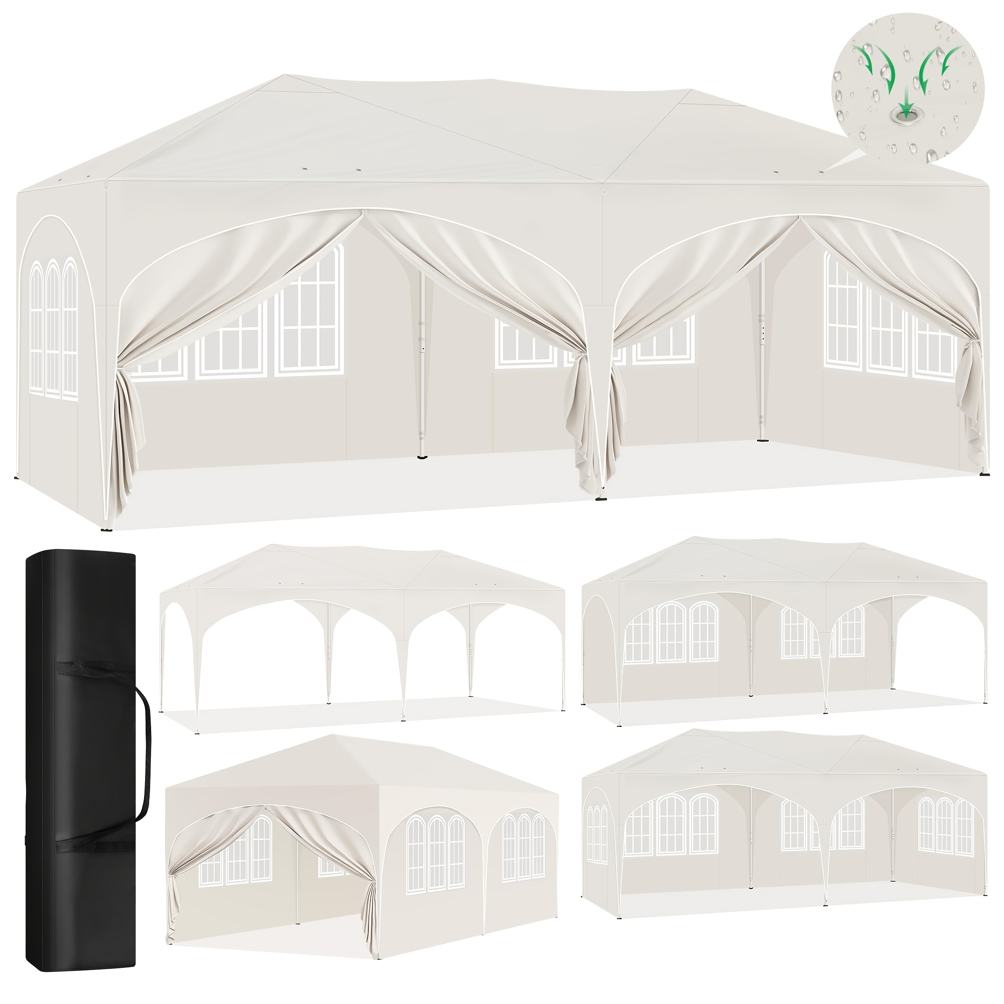 Image of 1pc Outdoor Camping Tent, X 6m, Outdoor Awning, Foldable Gazebo, Foldable Tent With 6 And Windows, Height-adjustable , Suitable For Gardens, Camping, Barbecues, , And Parties