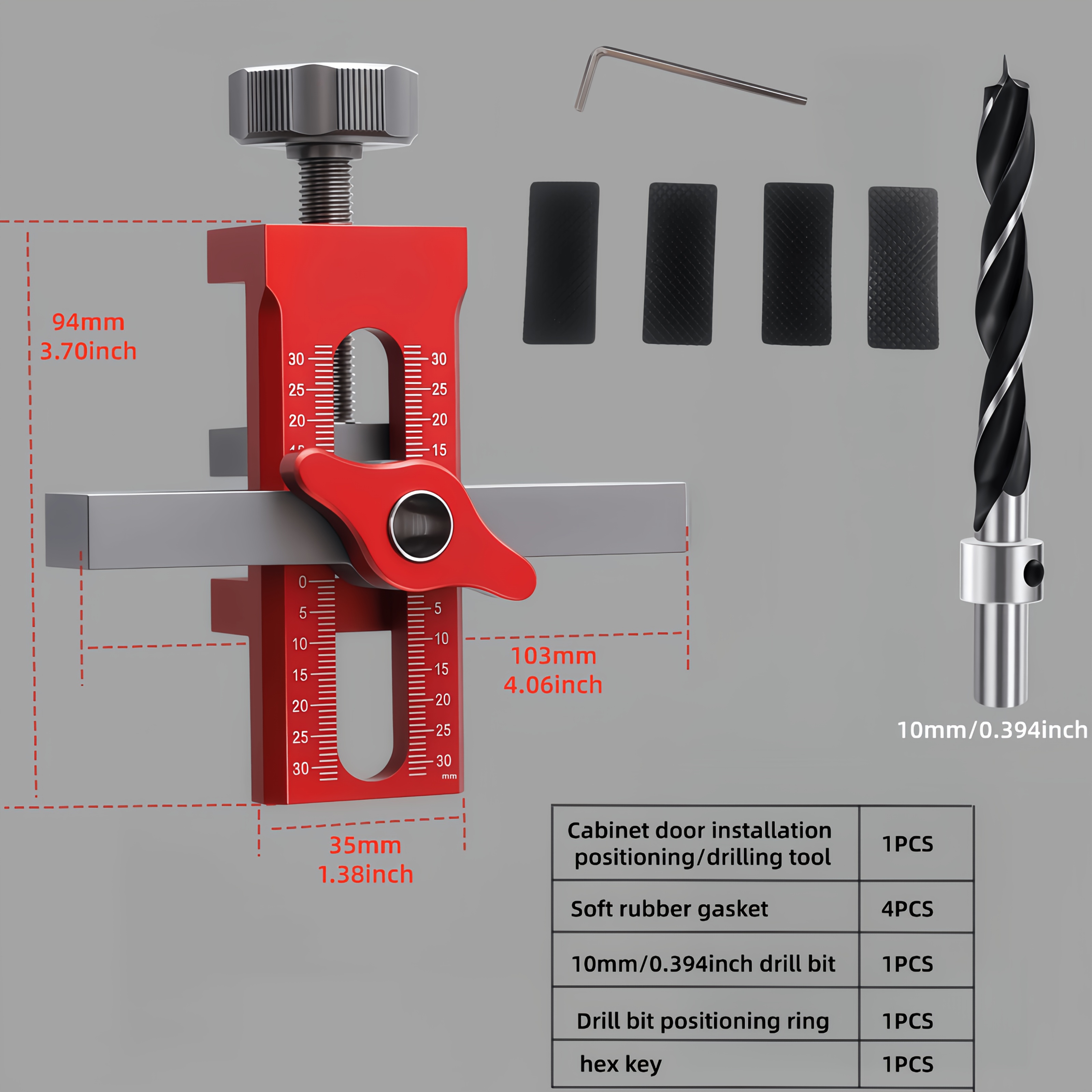 TEMU 1 Set Of Woodworking Cabinet Door Installation Fixtures, Door Panel Installation Rebound Device Drilling Tool 2-in-1 Quick Positioning Tool