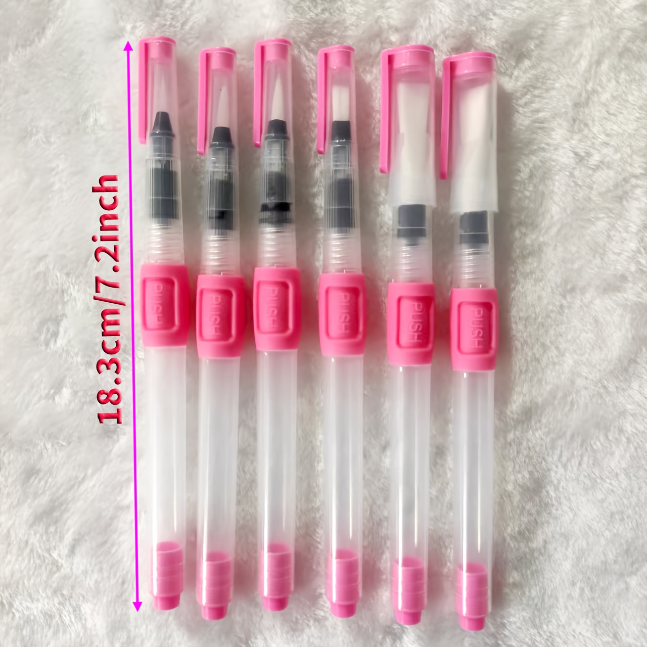 E-shop Ein Set hochwertiger, rosa 18 cm Wasserfüll-Bürstenstifte, inklusive nachfüllbarer Nylonbürsten und Aquarellstifte, geeignet für Malerei und