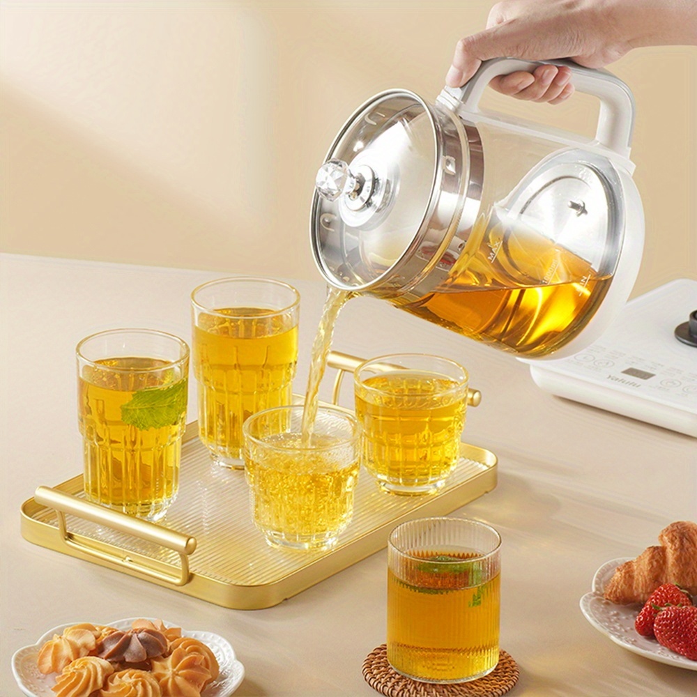 Yalulu Electric Kettle, 1.8L/60.87oz Health Pot, Essential for Camping; Tea Set with 18 Smart Functions, 800W Thickened Glass Kettle, Detachable Filter, Multi-functional Medical Health Pot, Power Operation, 110-130V, US Plug