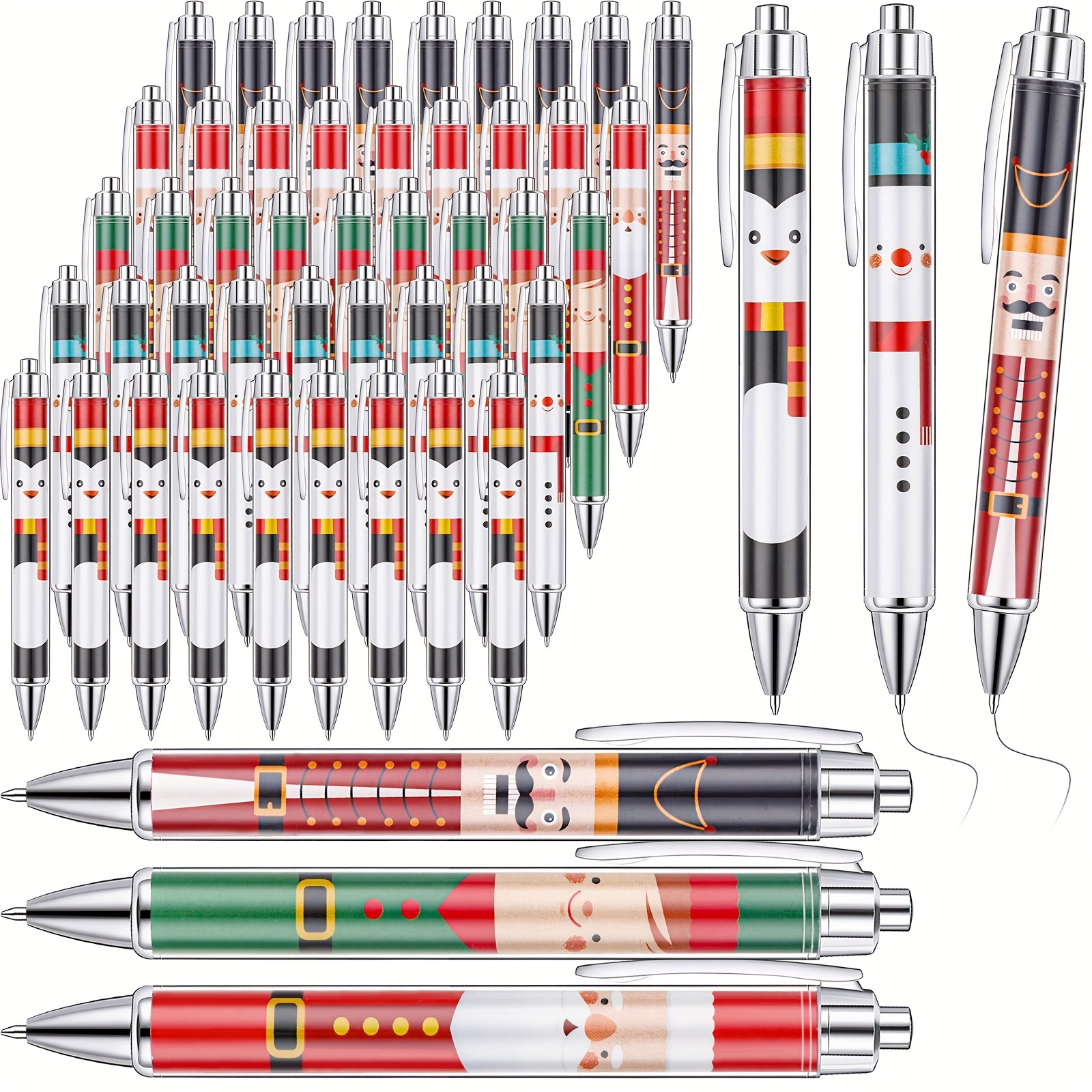 

200 Pcs Christmas Pens Bulk Xmas Ink Pens Pens Bulk Christmas Ballpoint Pens Xmas Theme Pens Rollerball Pens 0.7mm Black Ink For School Office Home Xmas Gift (cartoon Style)