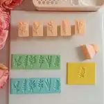 6件套春季系列带柄叶子花朵印章,易用聚合物粘土印章工具套装,DIY耳环吊坠手工制作艺术材料