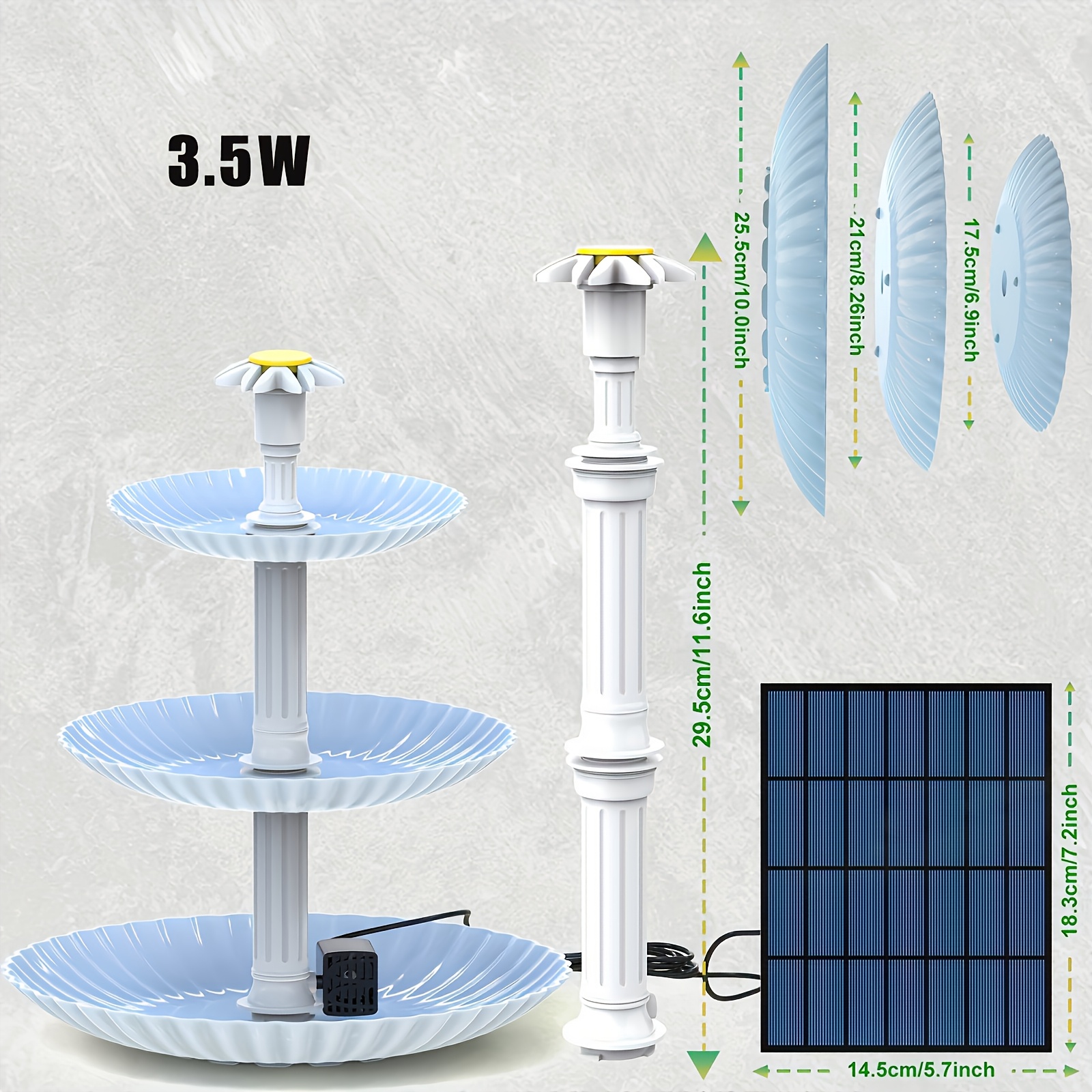 Solarna vodna fontana, solarna fontana za bazen, solarna fontana za ptičjo kopel, snemljiva DIY vodna krajinska fontana za kopanje ptic s 3,5 W