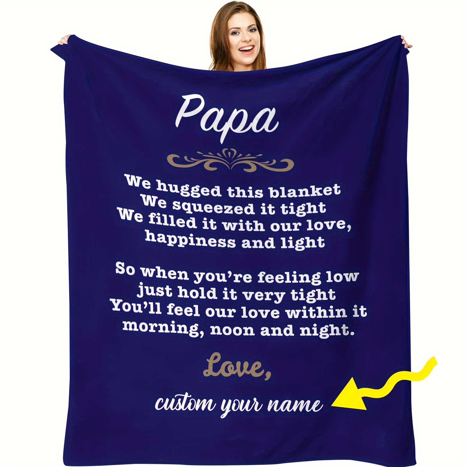 

Personalized Soft Flannel Throw Blanket With Custom Name - Perfect Gift For Dad & , Cozy Nap Blanket