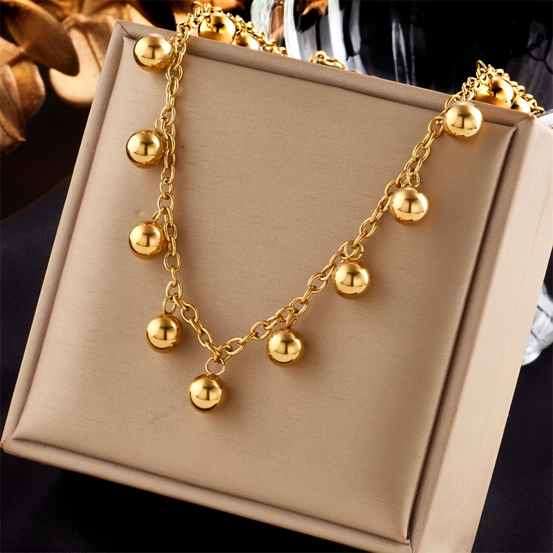 Fashionable Elegant And Golden Stainless Steel Ball Pendant For Women