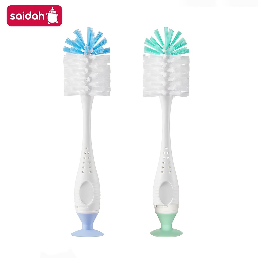 TEMU Kit de nettoyage 2-en-1 perte de poils en nylon avec brosse à biberon, brosse à tétine, ventouse et manche en PP - , poils détachés