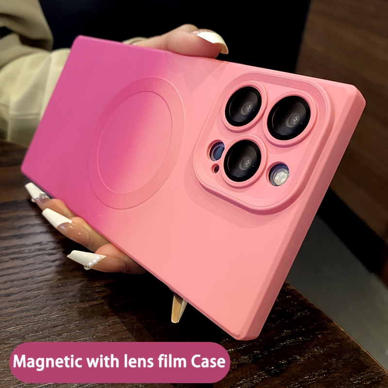 square edge magnetic adsorption phone case compatible with iphone