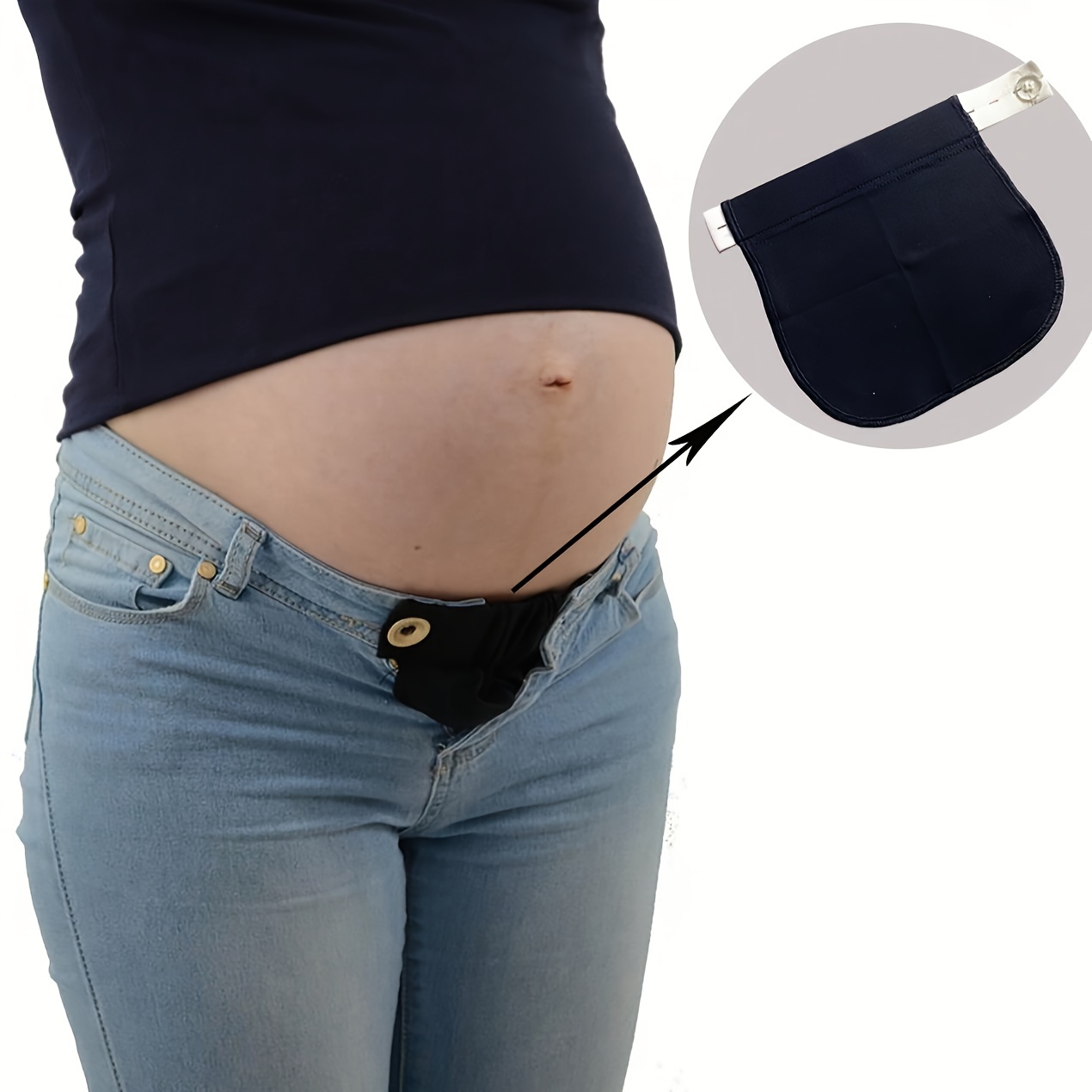 

Women's Maternity Elastic Waistband Extender - Comfortable Stretch Belt For Pregnancy Jeans, Casual Style