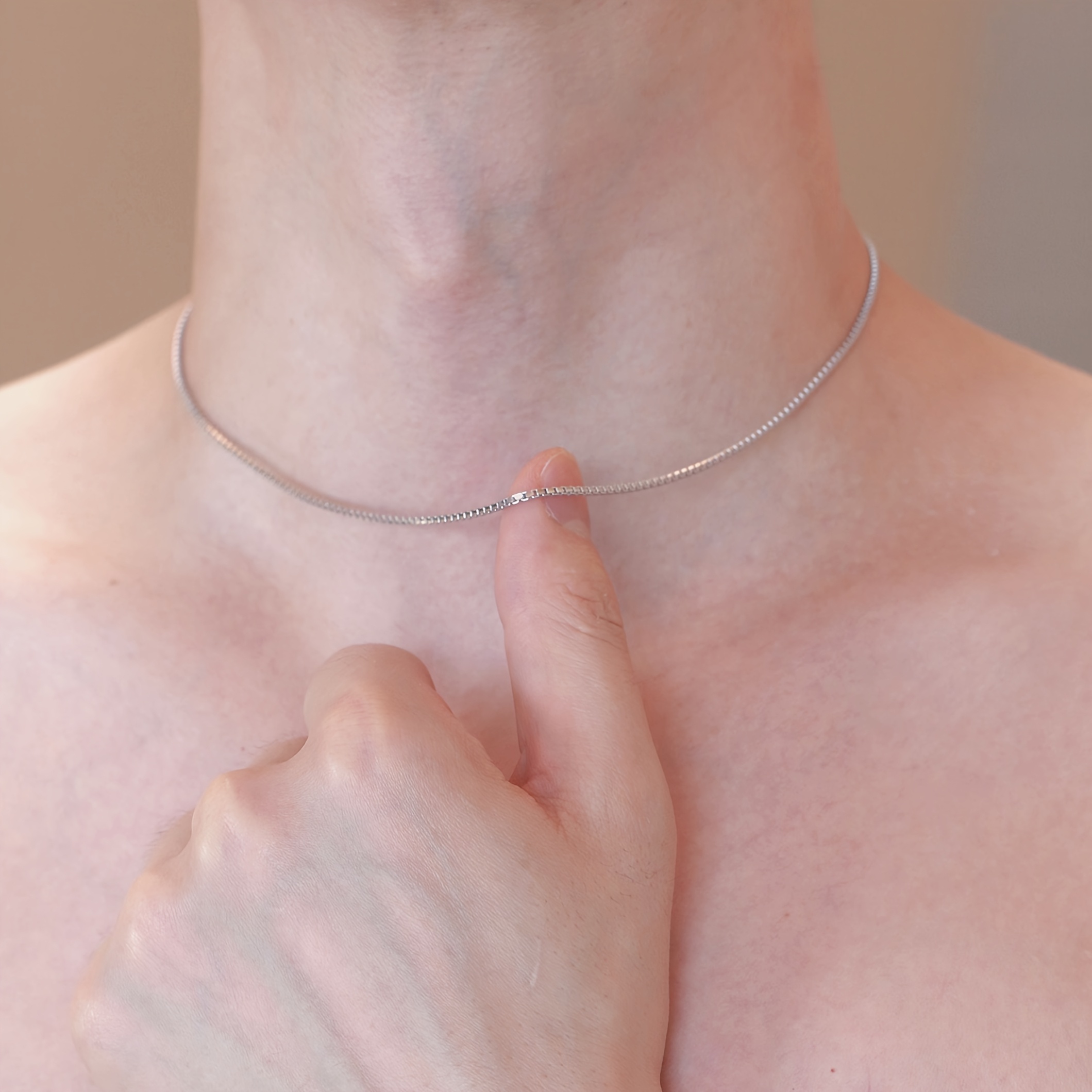 925 Silver Women's Box Chain Necklace 45-60cm