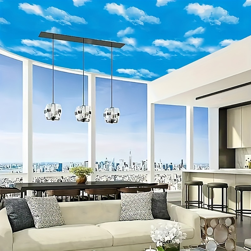 Image of Meter Sky And Pattern Wallpaper, Used For Hotel, Living Room, Kitchen, Store Decoration, Furniture Renovation, Self-adhesive, Removable Wallpaper.