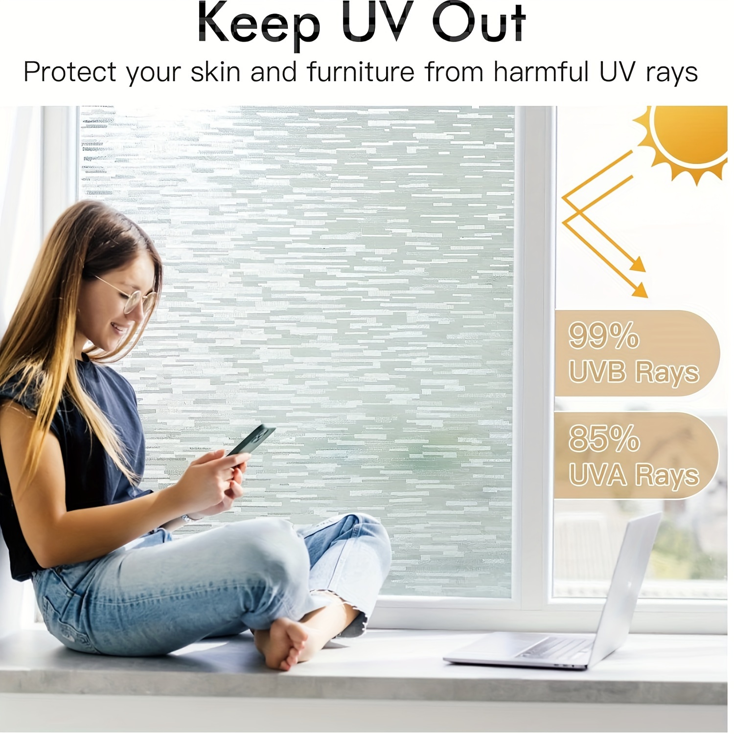 TEMU 1 Roll Wood Grain Window Film - Static Cling Privacy Protection & 99% A Blocking, 10mil Thick Pvc Vinyl Decorative Film For Home Office Bathroom