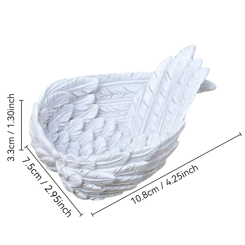 Image of 1pc Feather Jewelry Tray, Resin Craft, Jewelry Tray Decorative Item, Home Ornament, Jewelry Trays