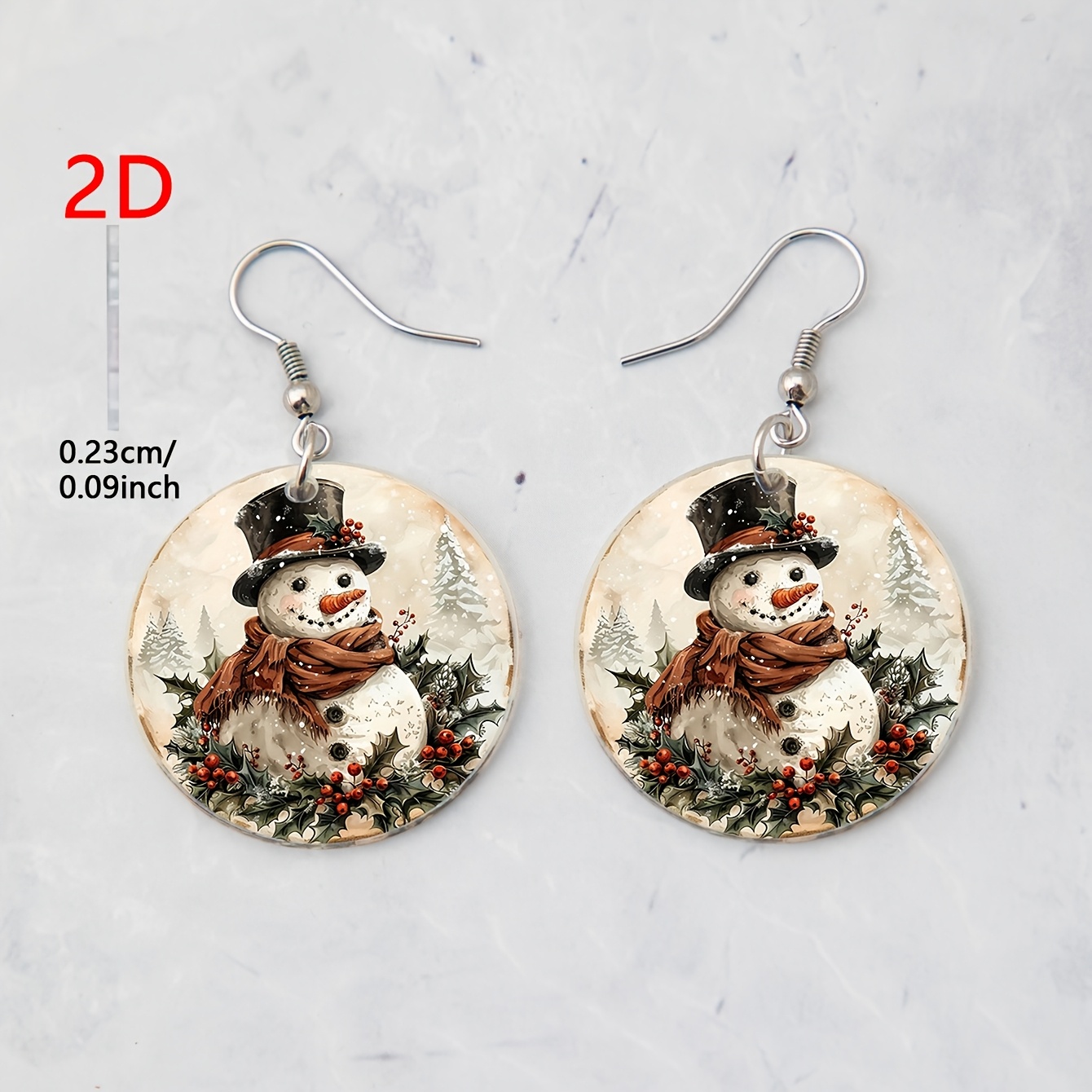 Christmas Cartoon Snowman Pattern Acrylic Earrings, Women's