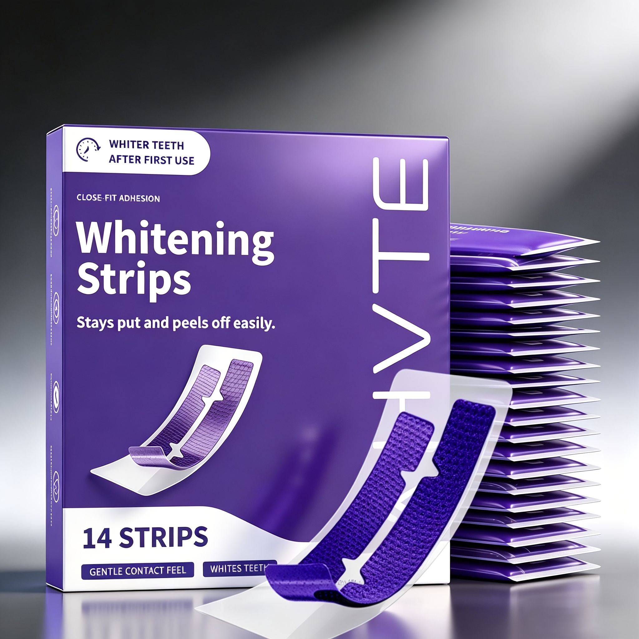 Teeth Strips, 14 Pairs, For Sensitive Teeth, Whitens Teeth, Purple Strips, Cleans Yellow Stains, Color Correction For A Smile