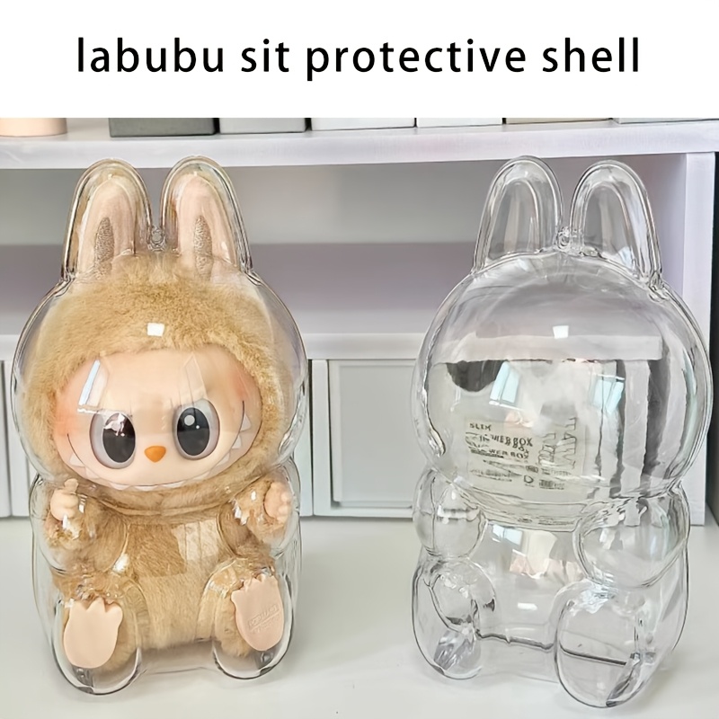 

1pc Labubu Sitting Party Clear Protective Case, Acrylic Dustproof Pendant Holder, Ideal Gift For Birthday Parties And , Fit, No Electricity Or Feathers Required