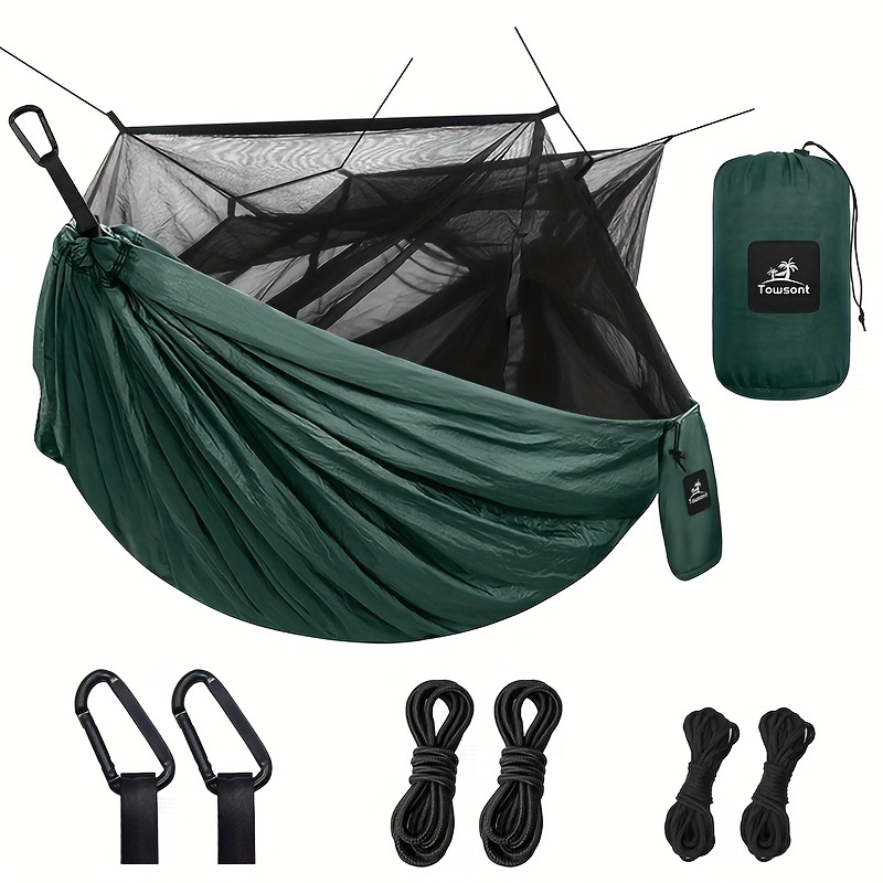 

Single Hammock With Mosquito Net, Outdoor Camping Binding Rope Hammock, Anti-rollover Nylon Hammock