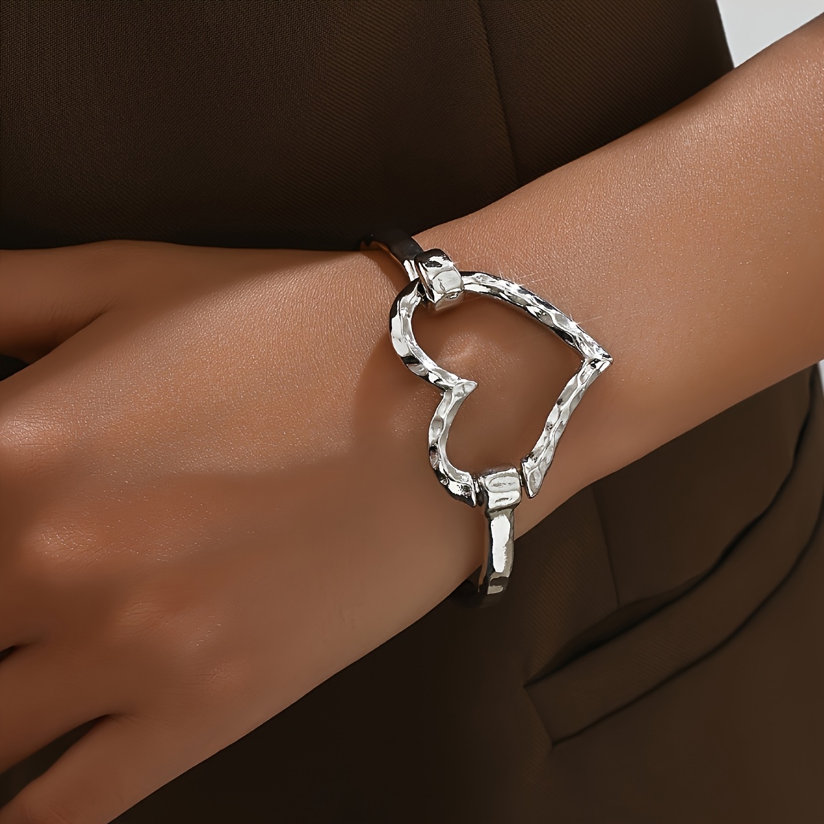 Alloy Open Heart Bracelet for Women