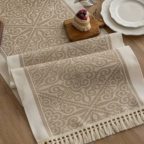 1pc table runner solid color geometric pattern table runner suitable for living room dining room wedding party decoration desktop decoration