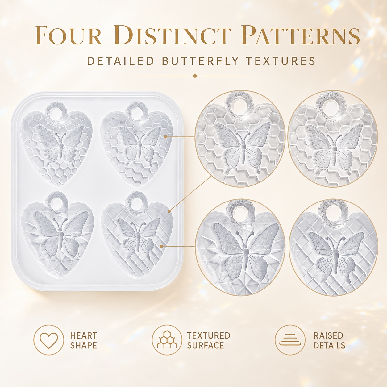 TEMU Silicone Mold Compatible For Resin/epoxy Wax Casting - Christmas Tree Ornament & Heart Pendant With Hanging Hole, Rose Embossed Diy Craft Mold