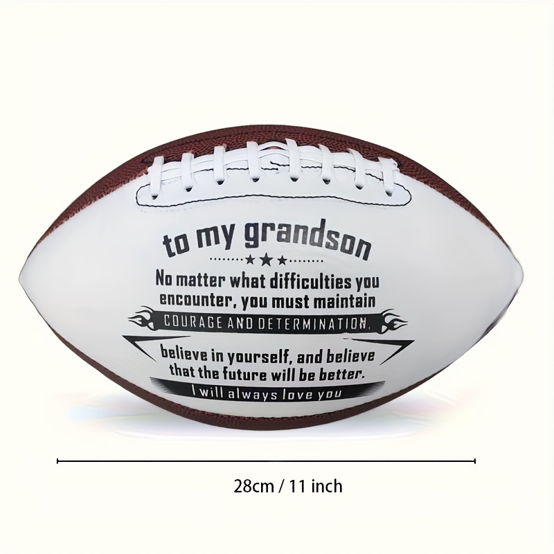 Grandsons Legacy Durable American Football - Outdoor Training, Rugby Style, Standard Size for Skill Building - Eye-Catching Print, Perfect Birthday Gift for Endless Fun