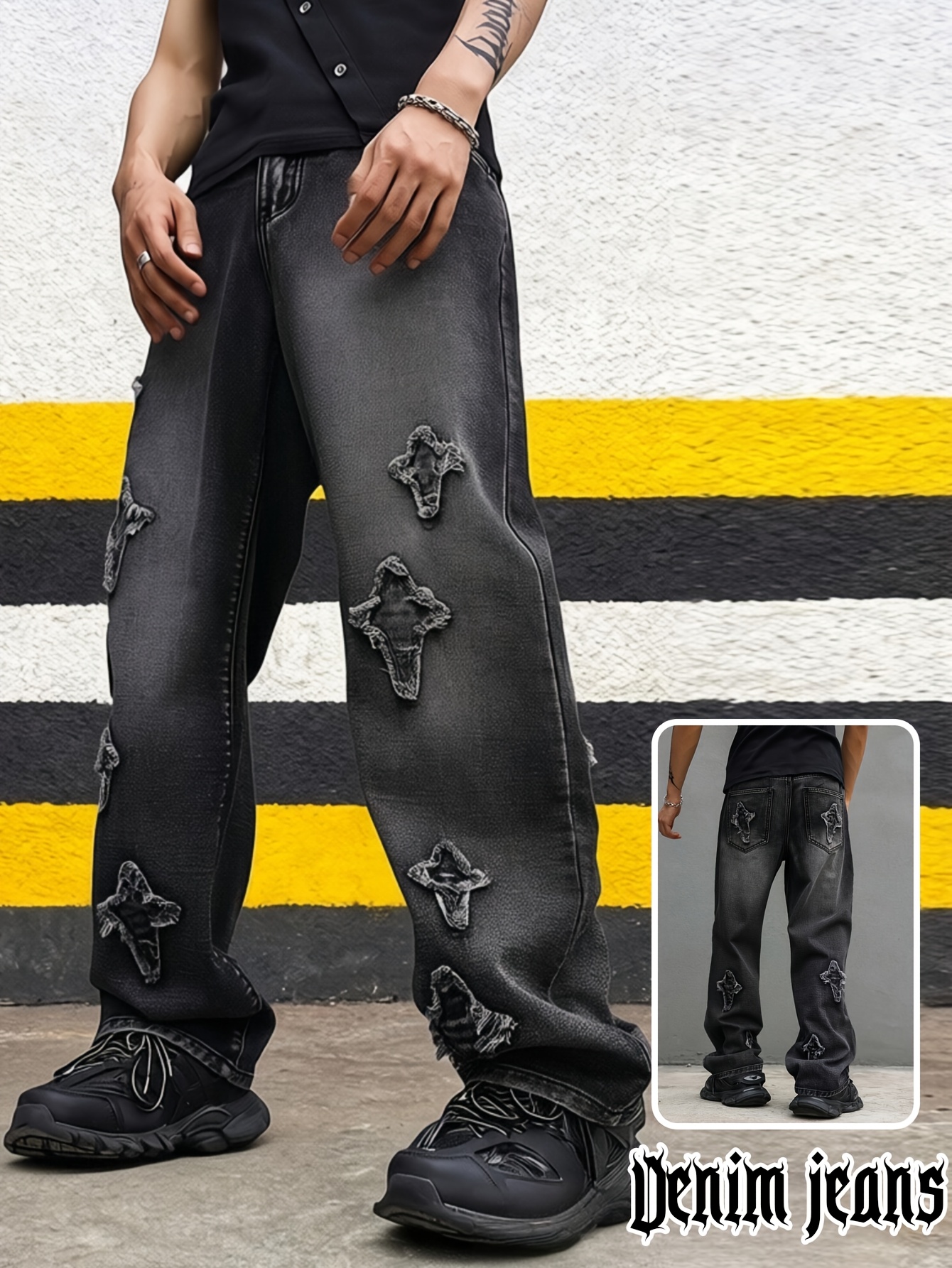 grunge goth y2k style mens patch patch straight - Temu South Africa