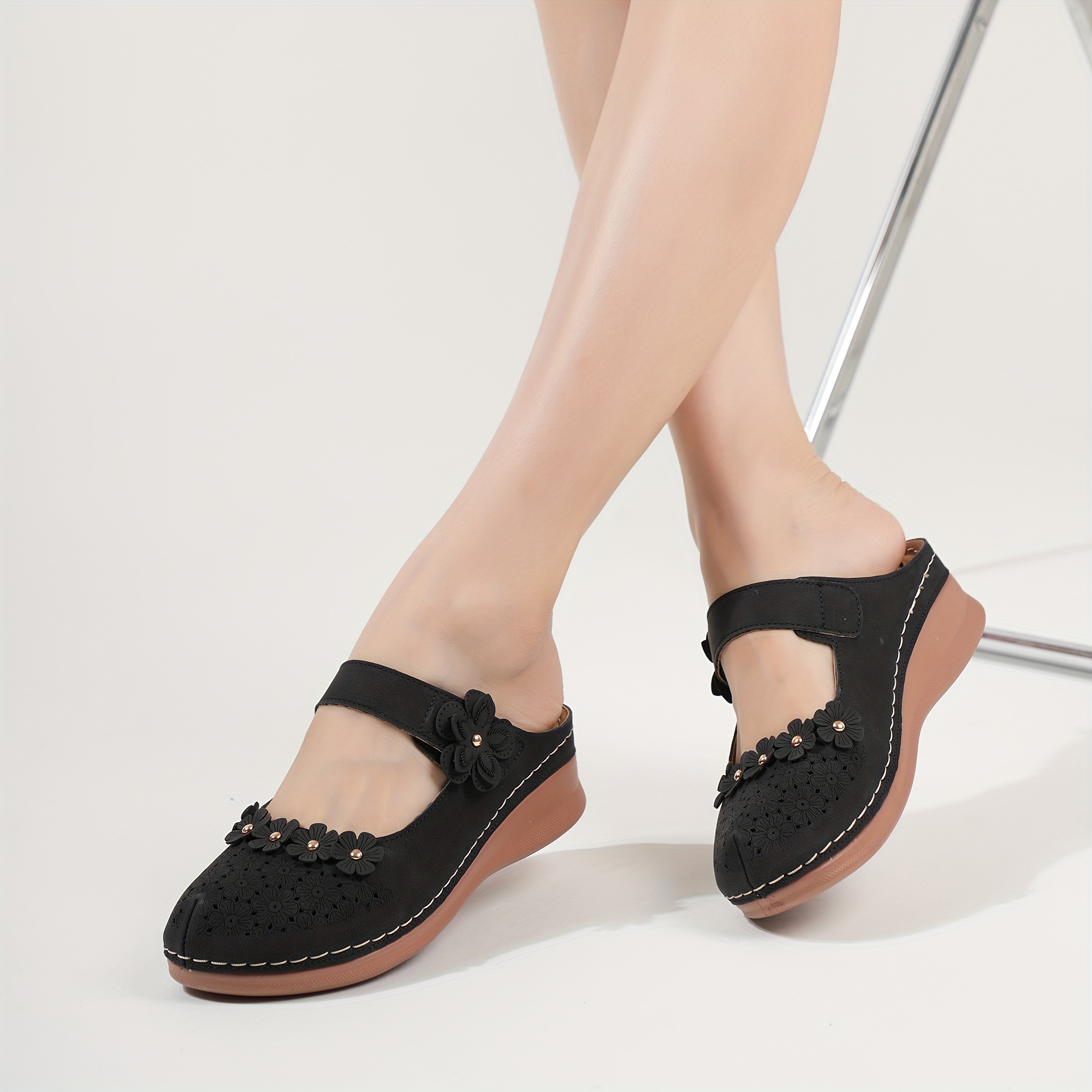 womens arch support moccasin thick platform heel round toe Temu