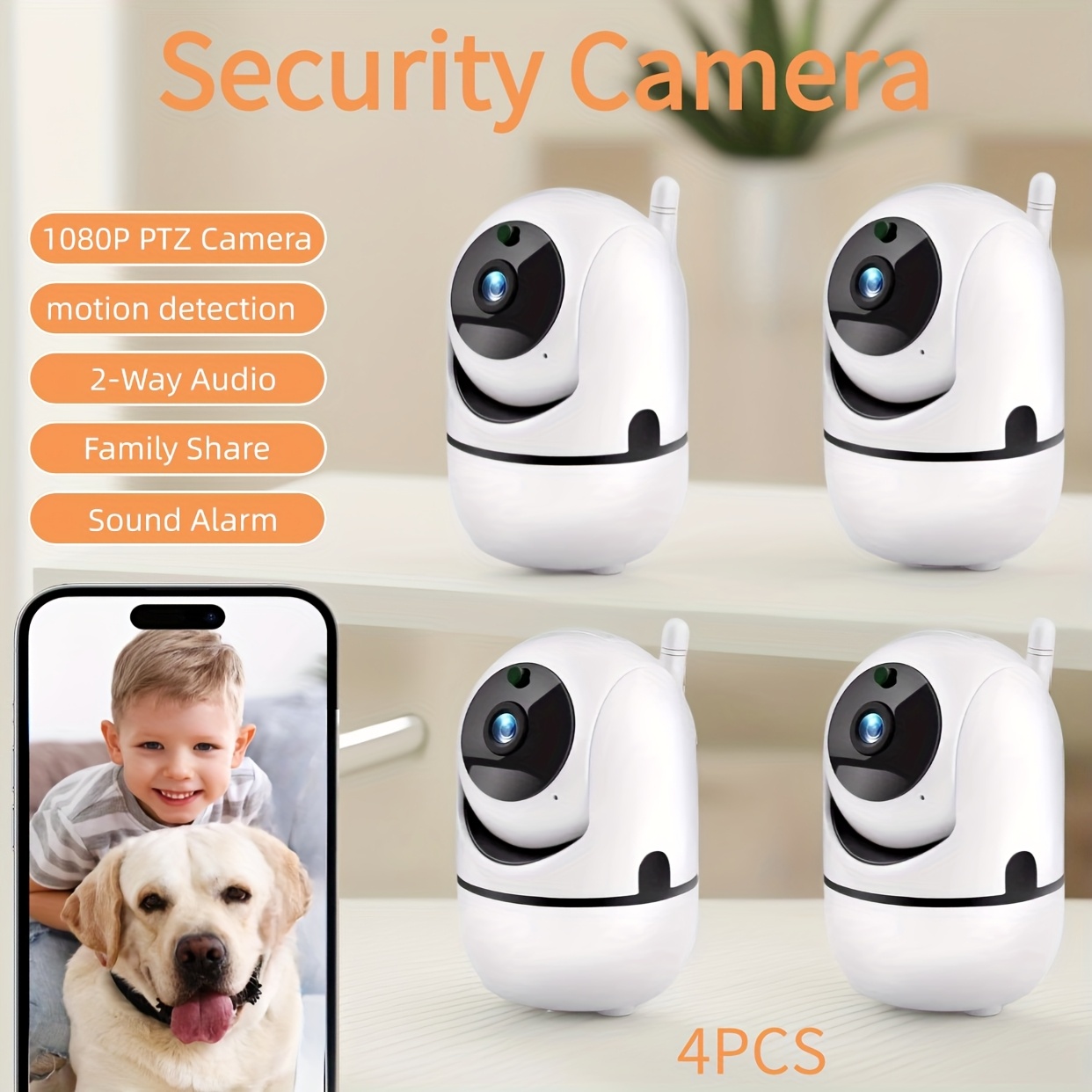 4pcs 1080p wifi security pan tilt zoom motion Temu Australia