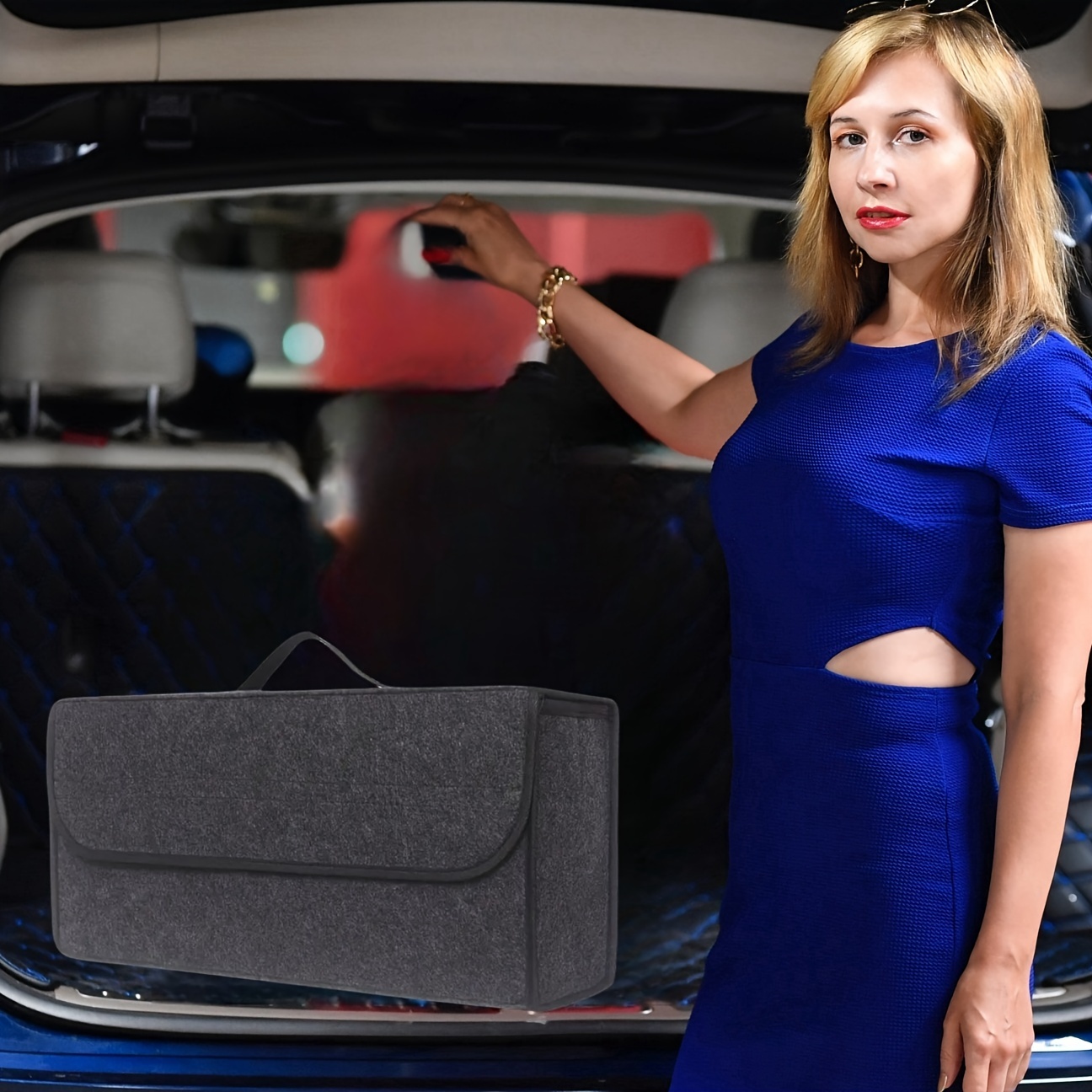 

Thickened Felt Fabric Car Trunk Organizer, Suv Auto Boot Tidy Storage Box, Travel Accessories For Women And Men