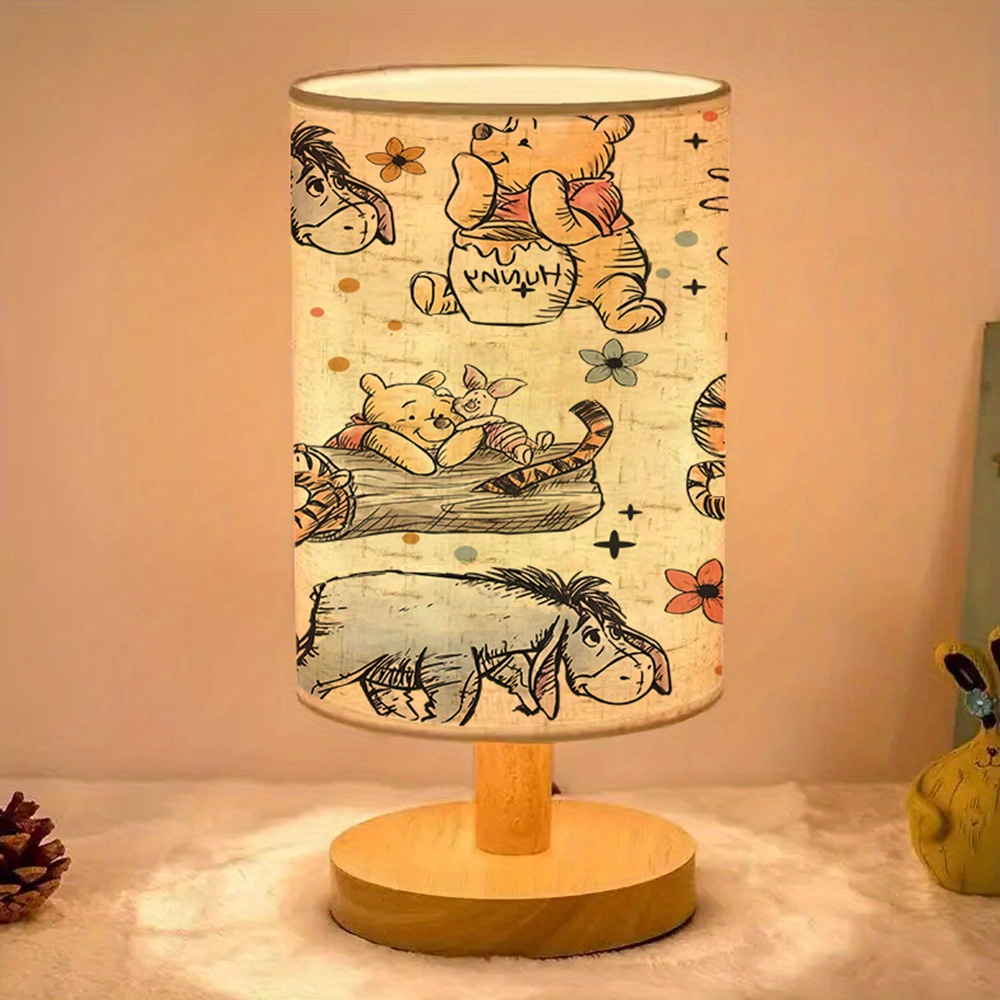     cartoon wooden base table lamp with linen shade usb powered suitable for bedroom and living room decor perfect gift for   Product details 1