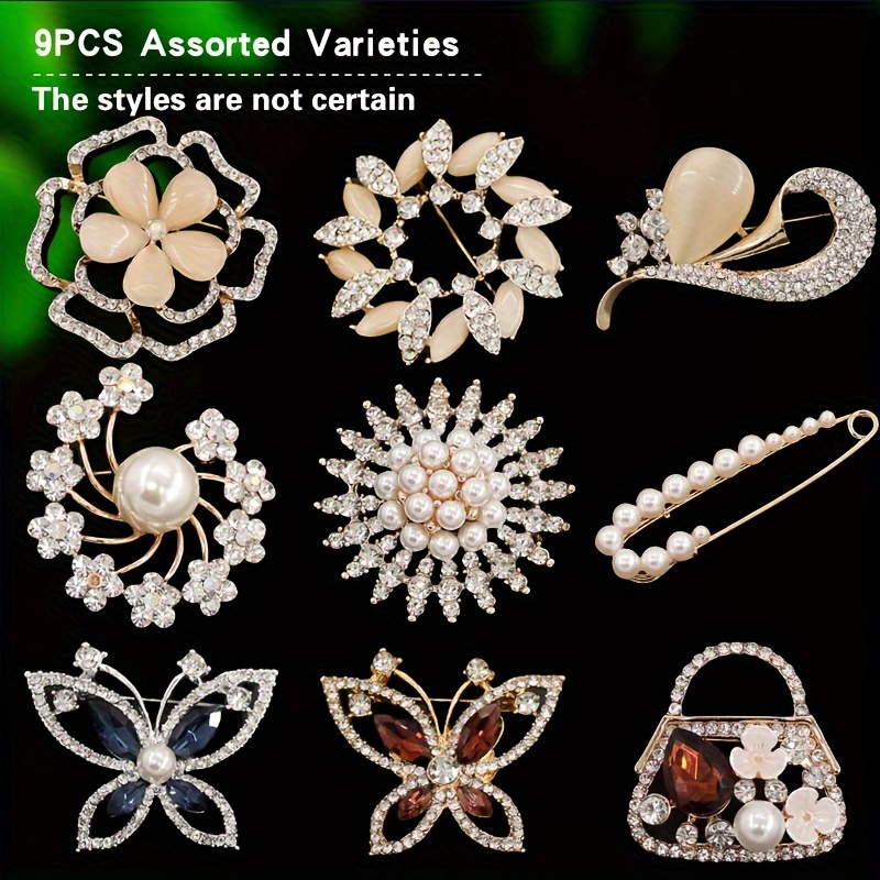 

9 Of -end Alloy Brooch Set Ladies Decorative Stone Jewelry