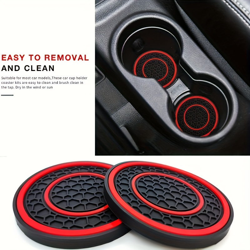 TEMU 2 Pezzi Fodere Portabicchieri in Gomma Premium per Auto - Antiscivolo, Antipolvere e Facili da Pulire | Design Elegante alla Maggior Parte dei